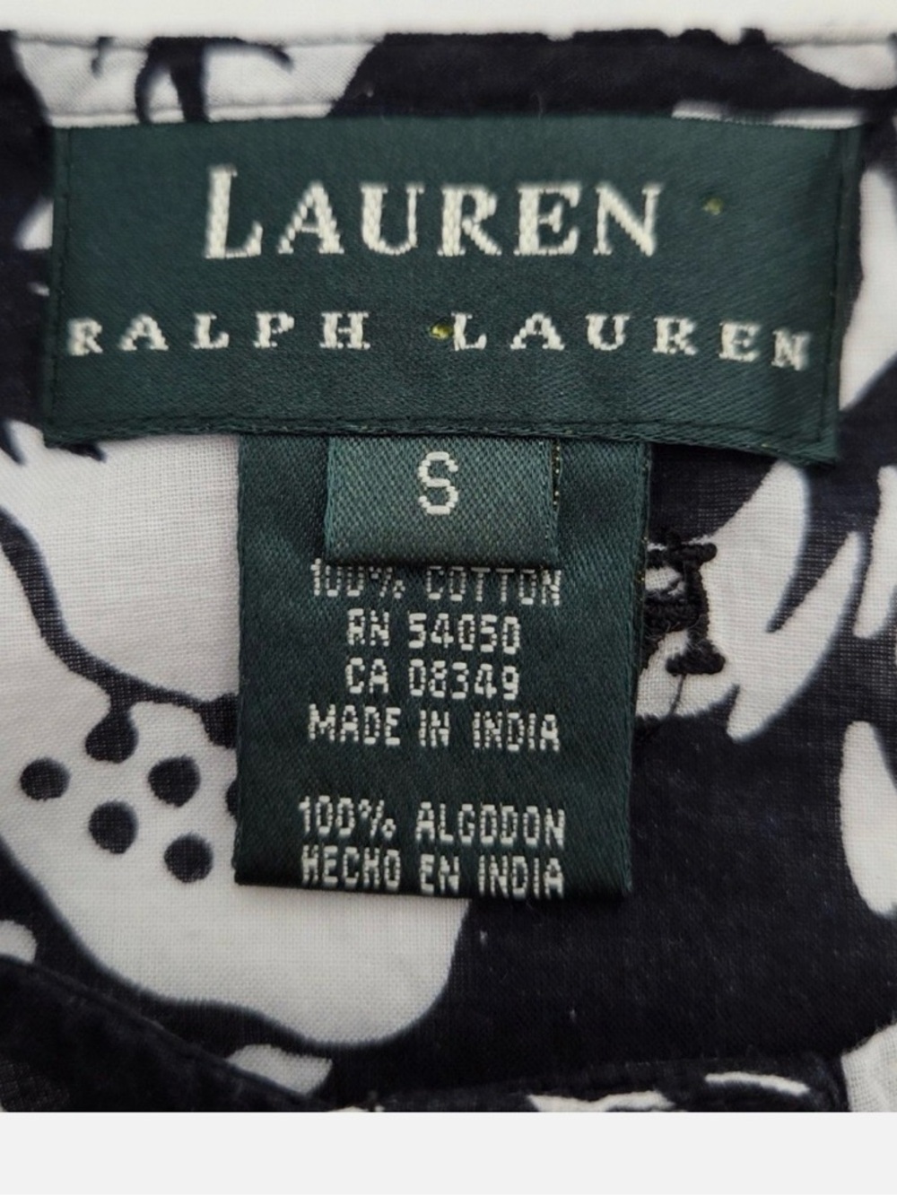 Ralph Lauren Black and White Floral Top - Picture 3 of 5